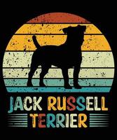 drôle jack russell terrier vintage rétro coucher de soleil silhouette cadeaux amoureux des chiens propriétaire de chien essentiel t-shirt vecteur