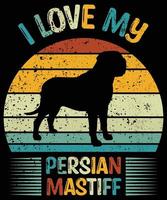 drôle persan mastiff vintage rétro coucher de soleil silhouette cadeaux amoureux des chiens propriétaire de chien essentiel t-shirt vecteur
