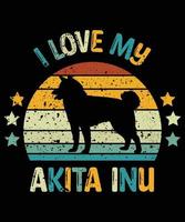 drôle akita inu vintage rétro coucher de soleil silhouette cadeaux amoureux des chiens propriétaire de chien essentiel t-shirt vecteur