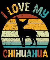 drôle chihuahua vintage rétro coucher de soleil silhouette cadeaux amoureux des chiens propriétaire de chien essentiel t-shirt vecteur