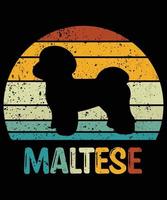 drôle maltais vintage rétro coucher de soleil silhouette cadeaux amoureux des chiens propriétaire de chien essentiel t-shirt vecteur