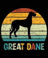 drôle grand danois vintage rétro coucher de soleil silhouette cadeaux amoureux des chiens propriétaire de chien essentiel t-shirt vecteur