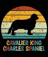 drôle cavalier king charles spaniel vintage rétro coucher de soleil silhouette cadeaux amoureux des chiens propriétaire de chien essentiel t-shirt vecteur