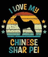 drôle chinois shar pei vintage rétro coucher de soleil silhouette cadeaux amoureux des chiens propriétaire de chien essentiel t-shirt vecteur