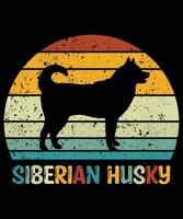 drôle husky sibérien vintage rétro coucher de soleil silhouette cadeaux amoureux des chiens propriétaire de chien essentiel t-shirt vecteur