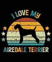 drôle airedale terrier vintage rétro coucher de soleil silhouette cadeaux amoureux des chiens propriétaire de chien essentiel t-shirt vecteur