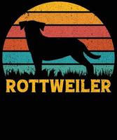 drôle rottweiler vintage rétro coucher de soleil silhouette cadeaux amoureux des chiens propriétaire de chien essentiel t-shirt vecteur