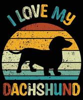 teckel drôle vintage rétro coucher de soleil silhouette cadeaux amoureux des chiens propriétaire de chien essentiel t-shirt vecteur