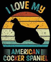 drôle cocker américain vintage rétro coucher de soleil silhouette cadeaux amoureux des chiens propriétaire de chien essentiel t-shirt vecteur
