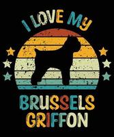 drôle bruxelles griffon vintage rétro coucher de soleil silhouette cadeaux amoureux des chiens propriétaire de chien essentiel t-shirt vecteur