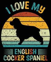 drôle anglais cocker spaniel vintage rétro coucher de soleil silhouette cadeaux amoureux des chiens propriétaire de chien essentiel t-shirt vecteur