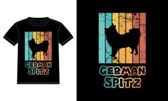 spitz allemand drôle vintage rétro coucher de soleil silhouette cadeaux amoureux des chiens propriétaire de chien essentiel t-shirt vecteur