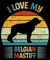 drôle belge malinois vintage rétro coucher de soleil silhouette cadeaux amoureux des chiens propriétaire de chien essentiel t-shirt vecteur