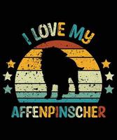 drôle affenpinscher vintage rétro coucher de soleil silhouette cadeaux amoureux des chiens propriétaire de chien essentiel t-shirt vecteur