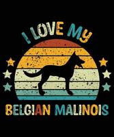 drôle belge malinois vintage rétro coucher de soleil silhouette cadeaux amoureux des chiens propriétaire de chien essentiel t-shirt vecteur