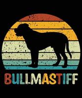 drôle bullmastiff vintage rétro coucher de soleil silhouette cadeaux amoureux des chiens propriétaire de chien essentiel t-shirt vecteur