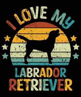 drôle labrador retriever vintage rétro coucher de soleil silhouette cadeaux amoureux des chiens propriétaire de chien essentiel t-shirt vecteur