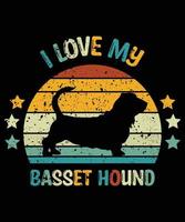 drôle basset hound vintage rétro coucher de soleil silhouette cadeaux amoureux des chiens propriétaire de chien essentiel t-shirt vecteur