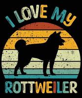 drôle rottweiler vintage rétro coucher de soleil silhouette cadeaux amoureux des chiens propriétaire de chien essentiel t-shirt vecteur