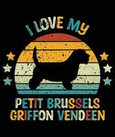 drôle petit basset griffon vendéen vintage rétro coucher de soleil silhouette cadeaux amoureux des chiens propriétaire de chien essentiel t-shirt vecteur