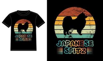 spitz japonais drôle vintage rétro coucher de soleil silhouette cadeaux amoureux des chiens propriétaire de chien essentiel t-shirt vecteur