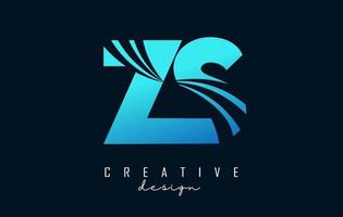 lettres bleues créatives zs zs logo avec lignes directrices et conception de concept de route. lettres avec dessin géométrique. vecteur