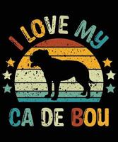 drôle ca de bou vintage rétro coucher de soleil silhouette cadeaux amoureux des chiens propriétaire de chien essentiel t-shirt vecteur