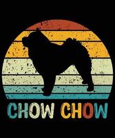 drôle chow chow vintage rétro coucher de soleil silhouette cadeaux amoureux des chiens propriétaire de chien essentiel t-shirt vecteur