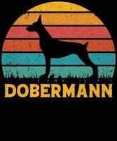 drôle dobermann corgi vintage rétro coucher de soleil silhouette cadeaux amoureux des chiens propriétaire de chien essentiel t-shirt vecteur