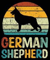drôle berger allemand vintage rétro coucher de soleil silhouette cadeaux amoureux des chiens propriétaire de chien essentiel t-shirt vecteur