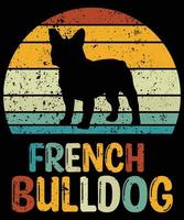 drôle bouledogue français vintage rétro coucher de soleil silhouette cadeaux amoureux des chiens propriétaire de chien essentiel t-shirt vecteur
