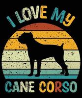 drôle de canne corso vintage rétro coucher de soleil silhouette cadeaux amoureux des chiens propriétaire de chien essentiel t-shirt vecteur
