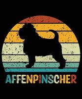 drôle affenpinscher vintage rétro coucher de soleil silhouette cadeaux amoureux des chiens propriétaire de chien essentiel t-shirt vecteur