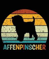 drôle affenpinscher vintage rétro coucher de soleil silhouette cadeaux amoureux des chiens propriétaire de chien essentiel t-shirt vecteur