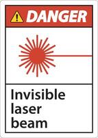 Signe de danger faisceau laser invisible sur fond blanc vecteur