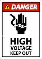 Danger haute tension garder hors signe sur fond blanc vecteur