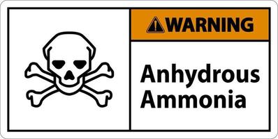 Panneau d'avertissement d'ammoniac anhydre sur fond blanc vecteur