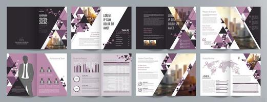 modèle de brochure de guide de présentation d'entreprise, rapport annuel, modèle de conception de brochure d'entreprise géométrique plat minimaliste de 16 pages, format a4. vecteur