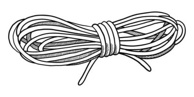 corde de vecteur isolé sur fond blanc. griffonnage dessin à la main