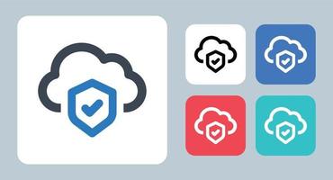 icône de protection cloud - illustration vectorielle . nuage, protection, données, sécurité, stockage, sécuriser, protéger, ligne, contour, plat, icônes. vecteur