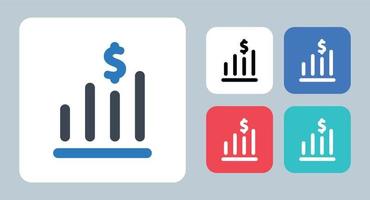 icône de gain - illustration vectorielle. ventes, rapport, gain, profit, revenu, entreprise, graphique, graphique, ligne, contour, plat, icônes. vecteur
