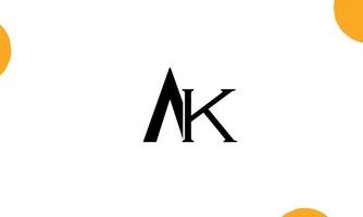 alphabet lettres initiales monogramme logo ak, ka, a et k vecteur