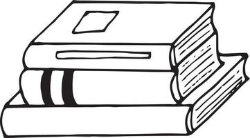 pile de livres dessinés à la main dans un style doodle. , scandinave, monochrome. élément unique pour l'autocollant de conception, l'affiche, l'icône, la carte. apprentissage lecture étude école bibliothèque vecteur
