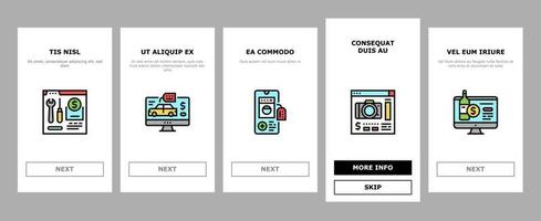 shopping en ligne app onboarding icons set vector