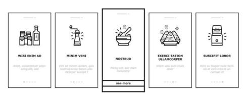 épices condiment herbe onboarding icons set vector