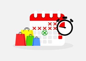 illustration de la date du compte à rebours promo intéressante lors d'un événement de shopping. événement shopping le jour encerclé. vecteur