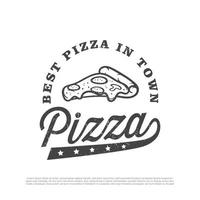 concept de logo de pizza dessiné à la main. logo de pizza minimaliste simple pour votre restaurant ou café vecteur