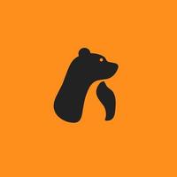 illustration graphique vectoriel du modèle logo ours avec fond orange