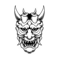 masque de samouraï art de conception de vecteur noir et blanc