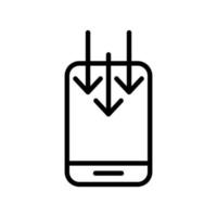 téléchargement sur le vecteur d'icône de téléphone. illustration de symbole de contour isolé